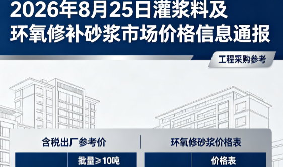 自流井2026年8月25日灌浆料及环氧修补砂浆市场价格信息通报